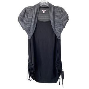 Vintage Y2K Bolero Shrug Ruched Puff Sleeve Tank Top Sz 1X Vampy Goth Topper